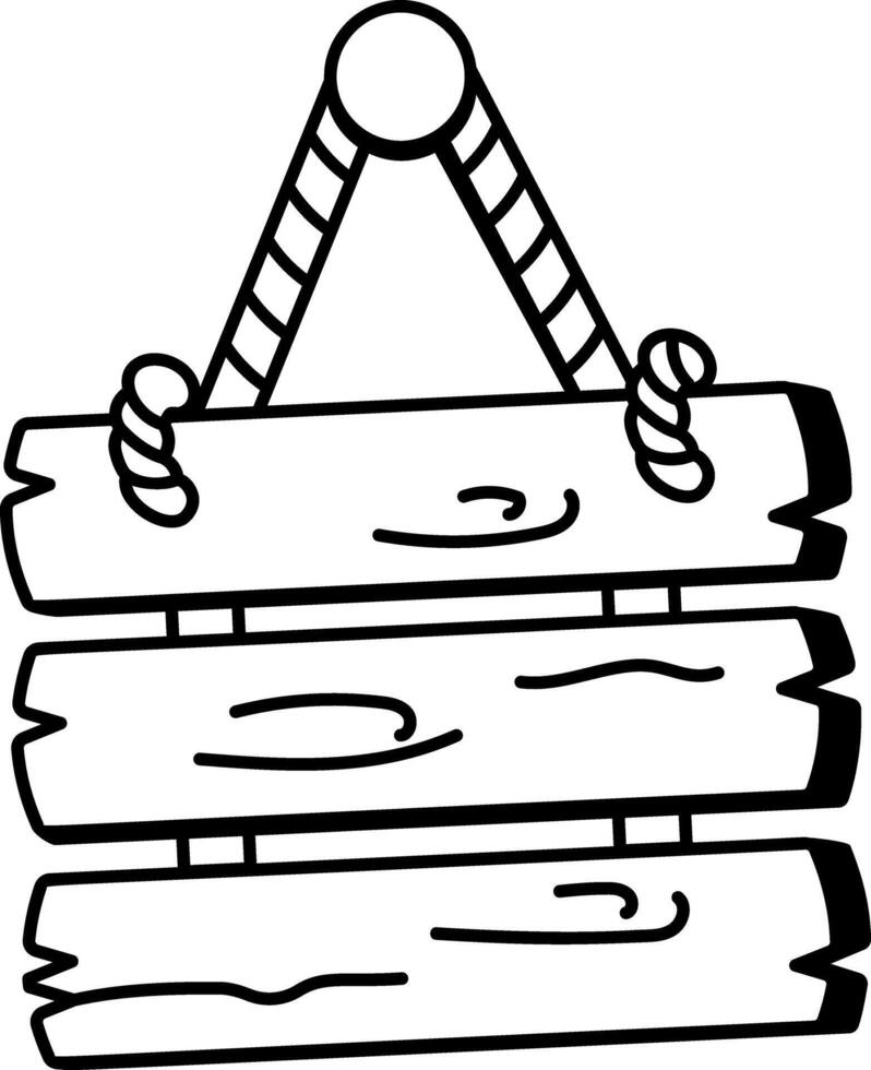 Wooden sign icon in hand drawn style vector