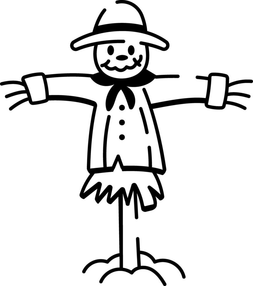 A hand drawn style icon of scarecrow vector