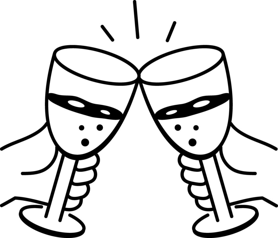 An icon of clinking glasses designed in doodle style vector