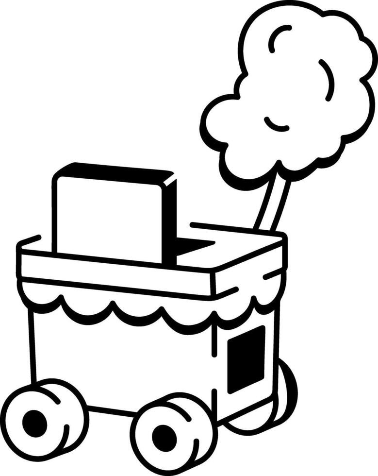 A doodle style icon showing a candy cart with treats vector
