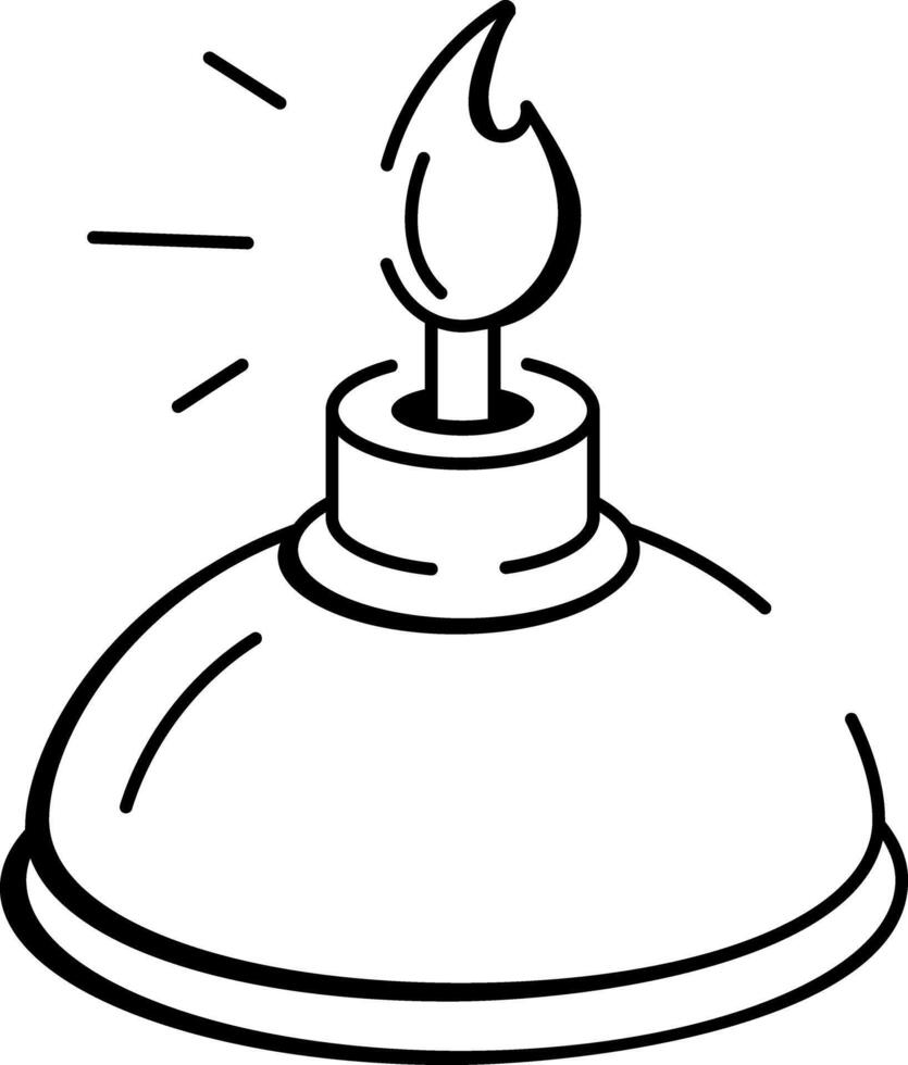 An icon of an alcohol lamp designed in sketchy style vector