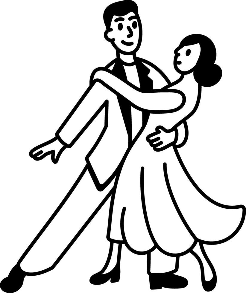 A sketchy style icon showing a dancing couple in celebration vector