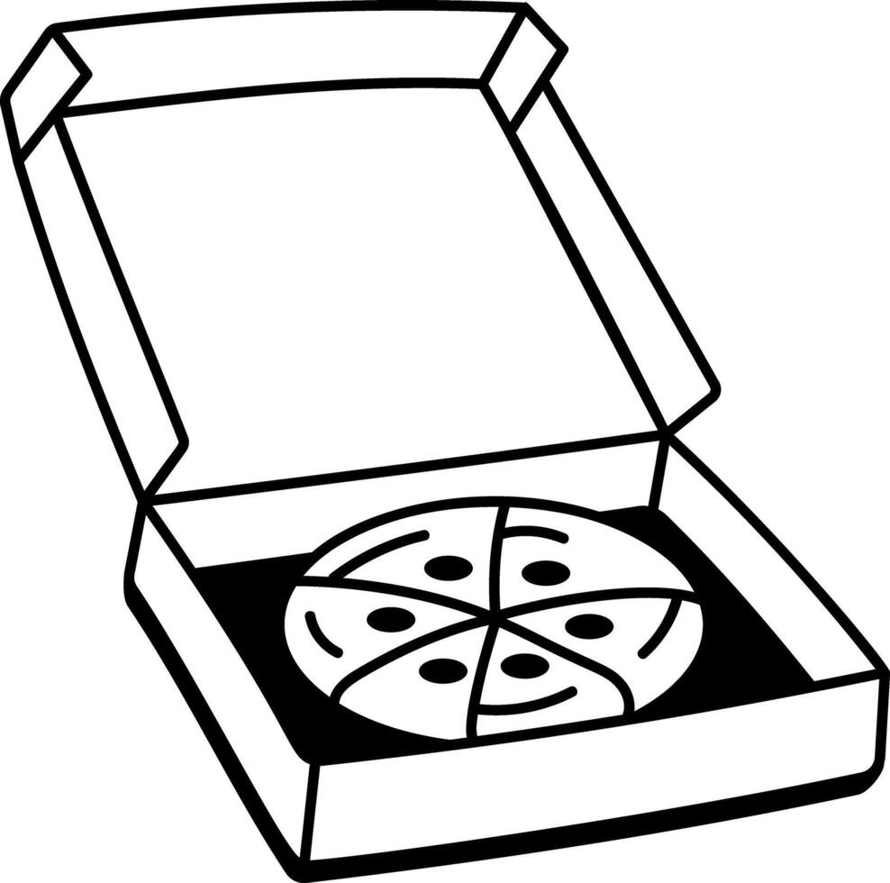 An icon of a pizza box designed in doodle style vector