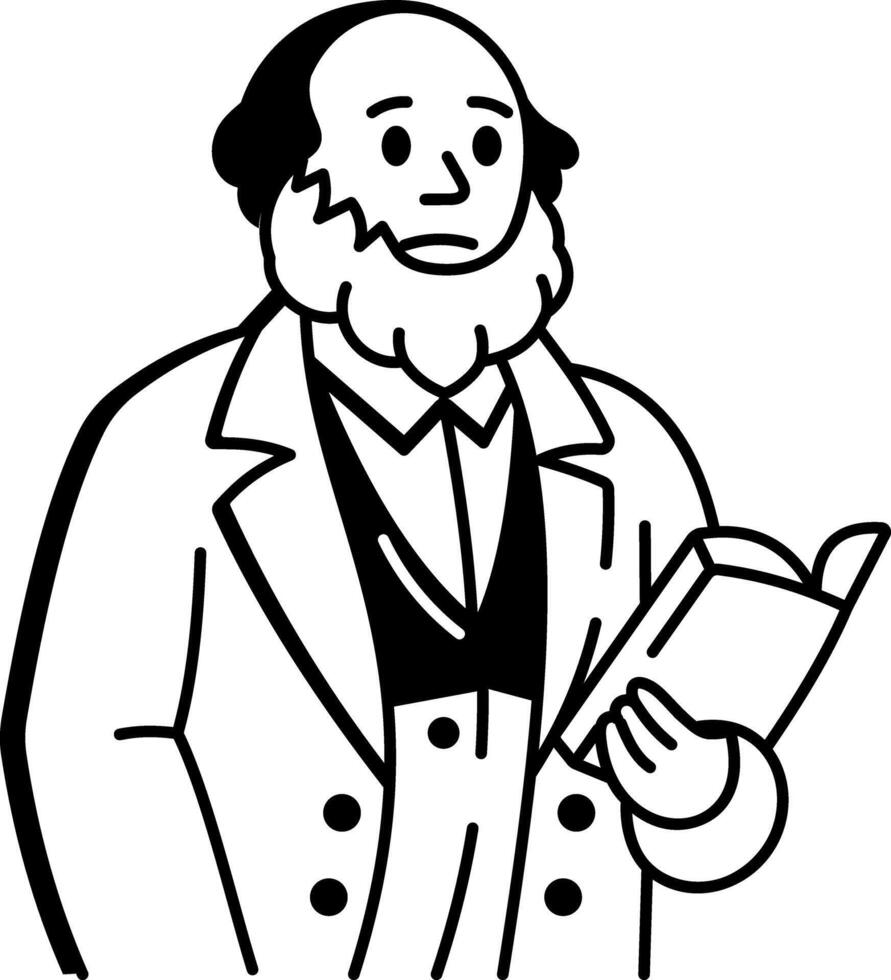 An icon showing a biologist illustrated in hand drawn style vector