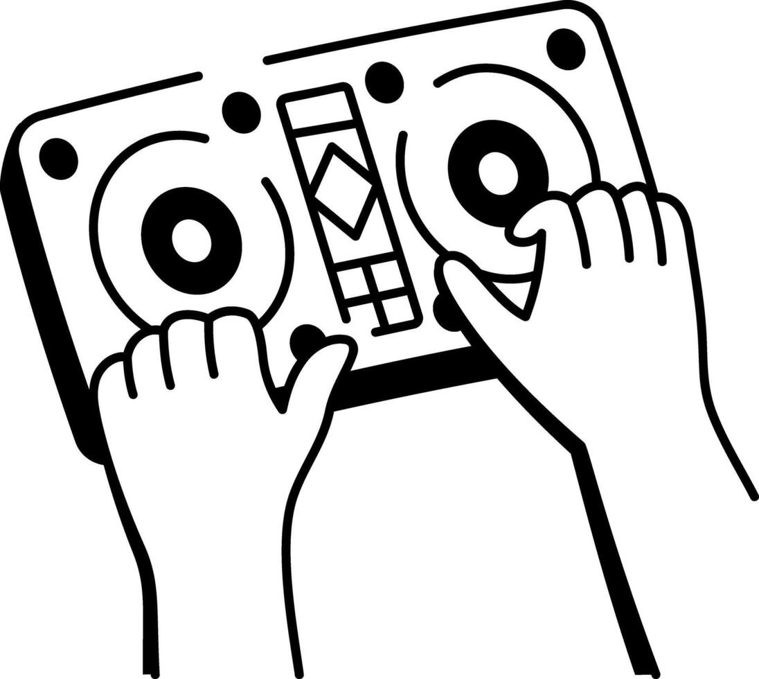 A hand drawn style icon showing a dj mixer board vector