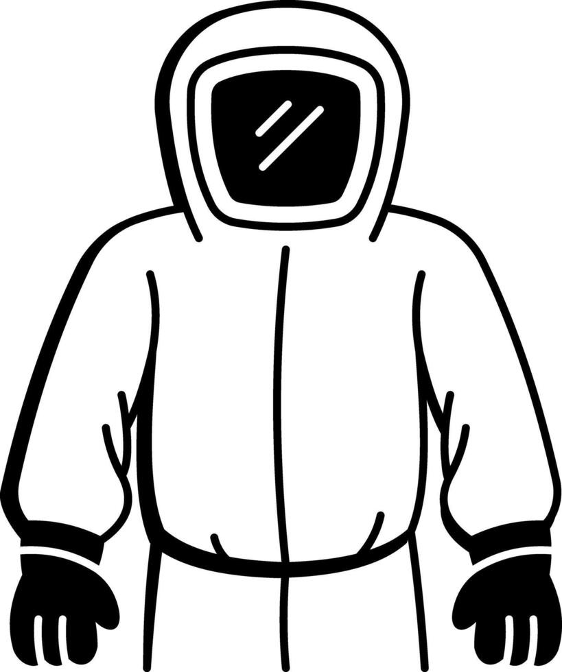 A hand drawn style icon depicting a biohazard suit vector
