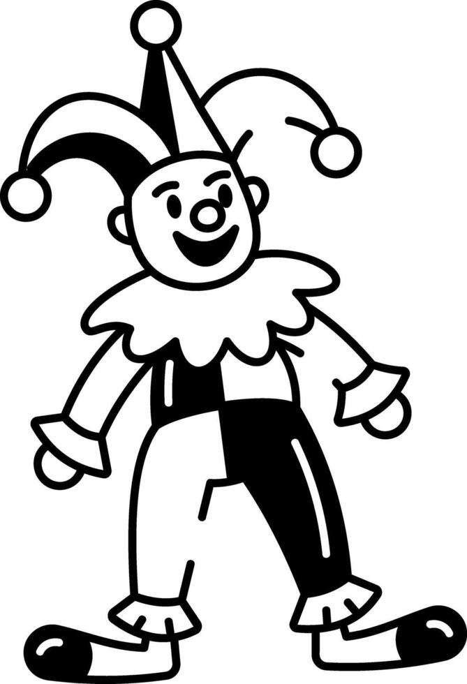 An icon of a jester designed in sketchy style vector