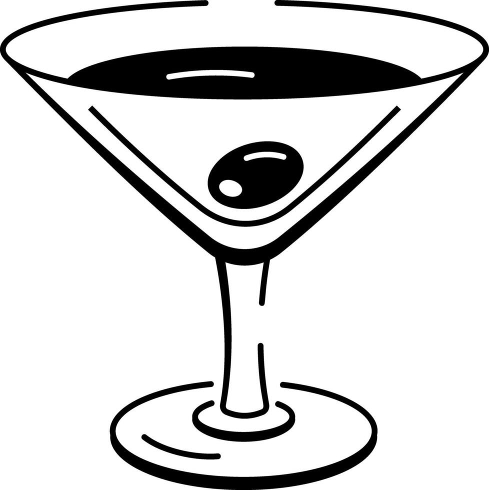 A hand drawn style icon showing a martini glass vector