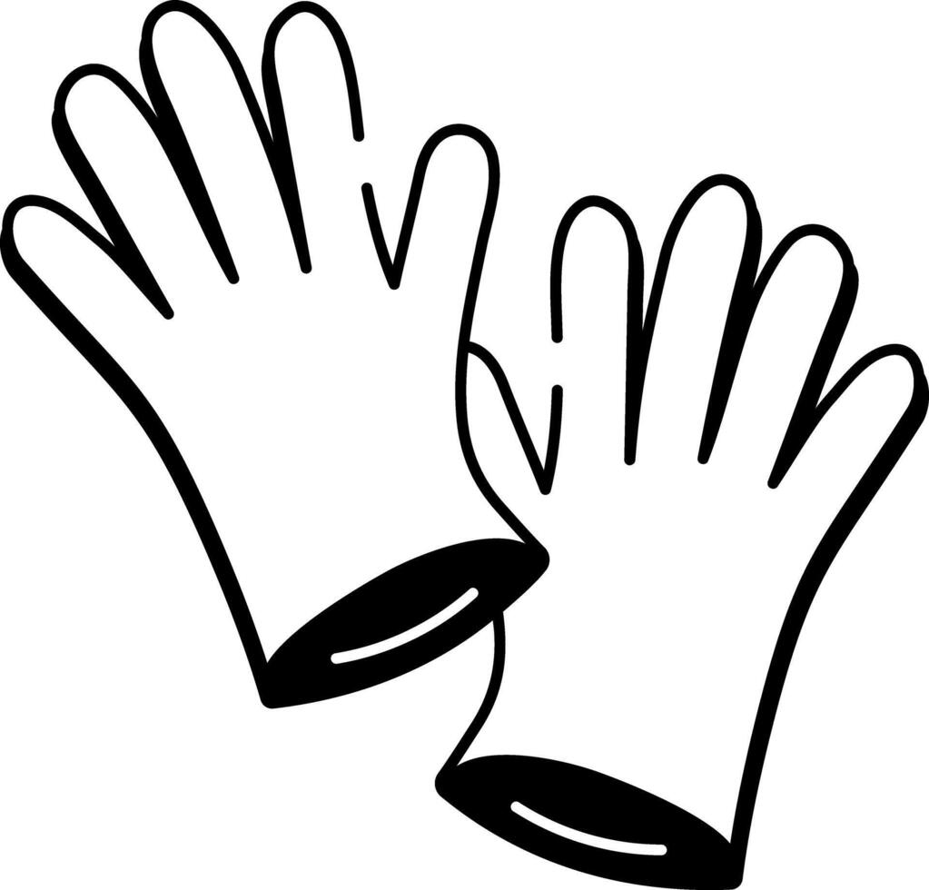 An icon of medical gloves illustrated in hand drawn style vector