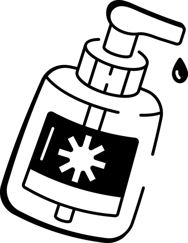 A doodle style icon depicting hand sanitizer bottle design vector
