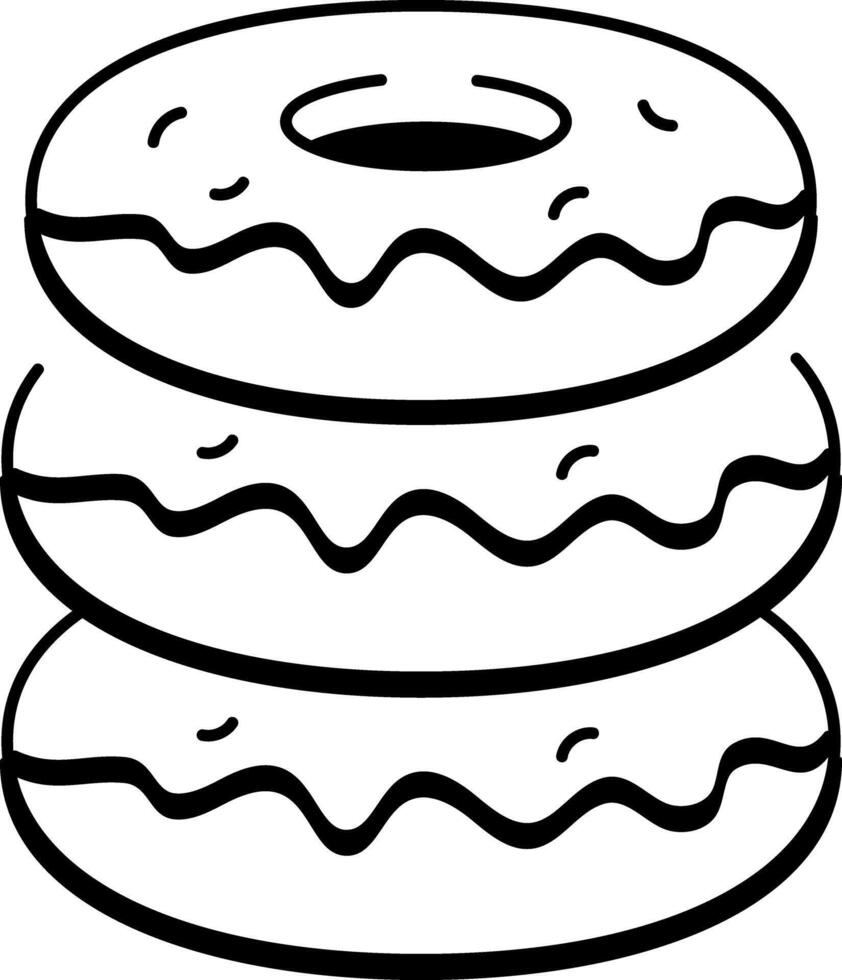 An icon of donut tower designed in sketchy style vector