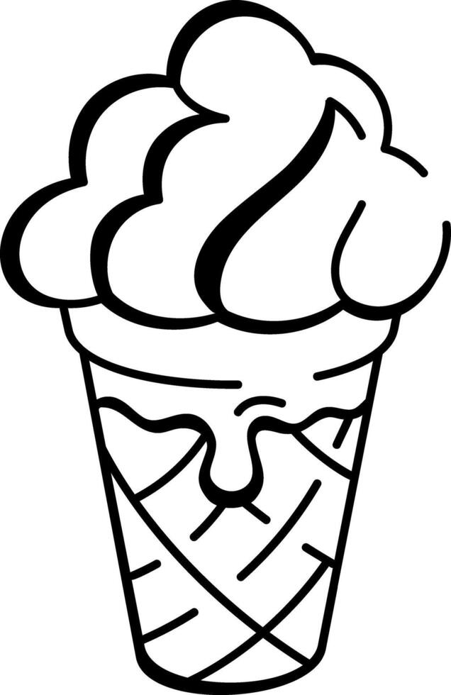 A hand drawn style icon showing an ice cream vector