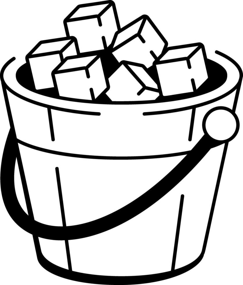 A doodle style icon showing an ice bucket vector