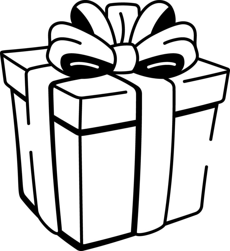 A sketchy style icon showing a wrapped gift box vector
