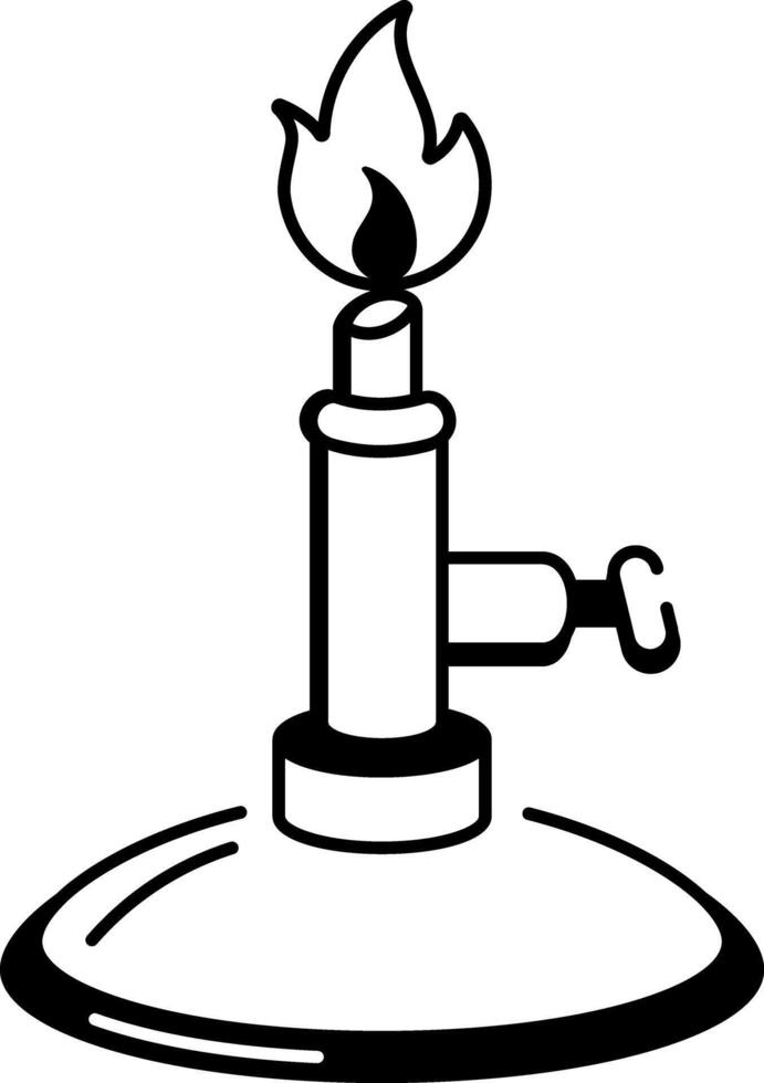 A hand drawn style icon showing a bunsen burner tool vector