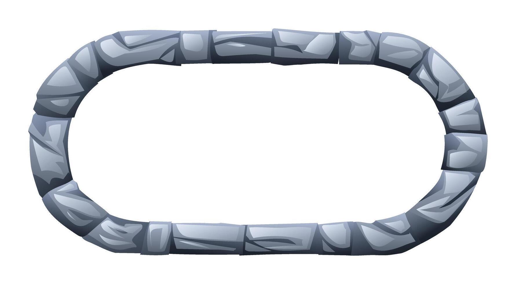 Rounded rectangle stone frame made of jagged stone pieces. Cartoon illustration vector