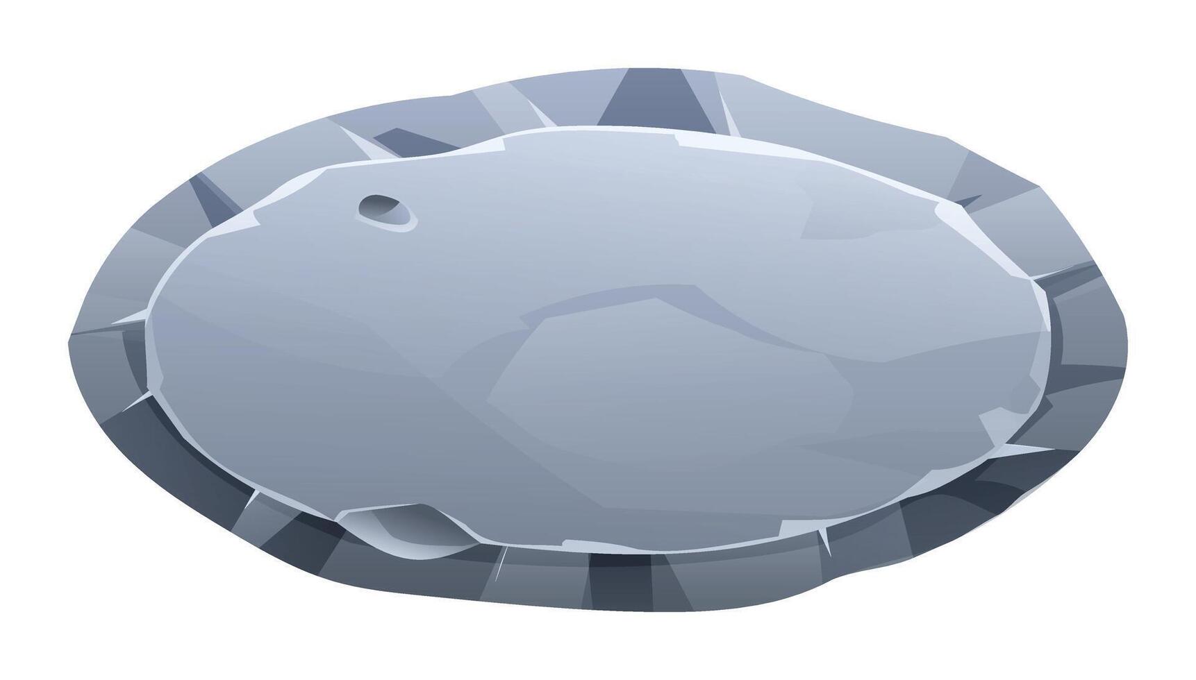 Oval stone board with sharp jagged edges and rough surface, giving it a fractured look. Stone banner element for game and web. Ui or gui design element. Cartoon illustration vector
