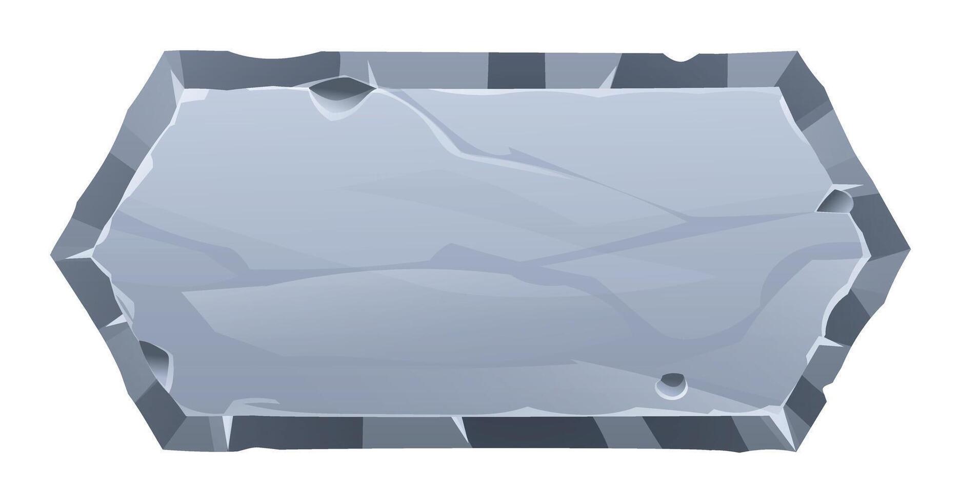 Stone board with rough surfaces and sharp jagged edges. Stone banner element for game and web. Ui or gui design element. Cartoon illustration vector