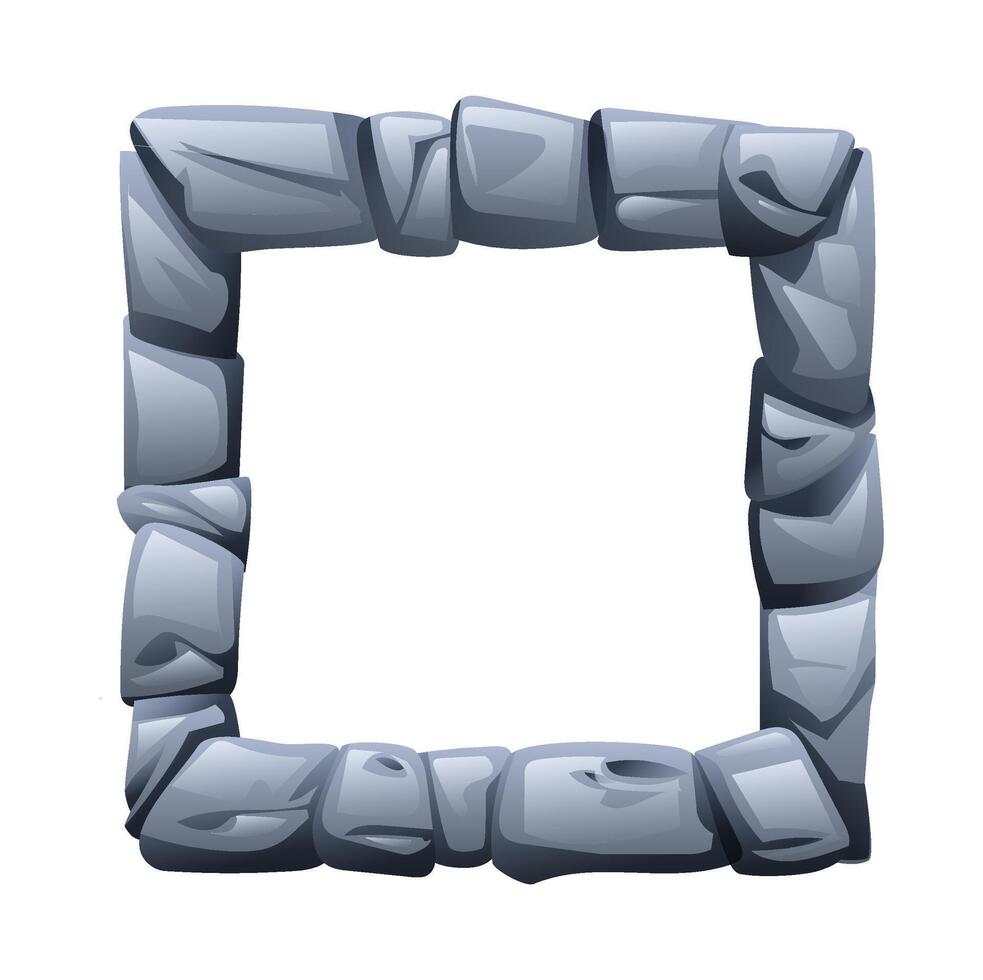 Square stone frame made of jagged stone pieces. Cartoon illustration vector