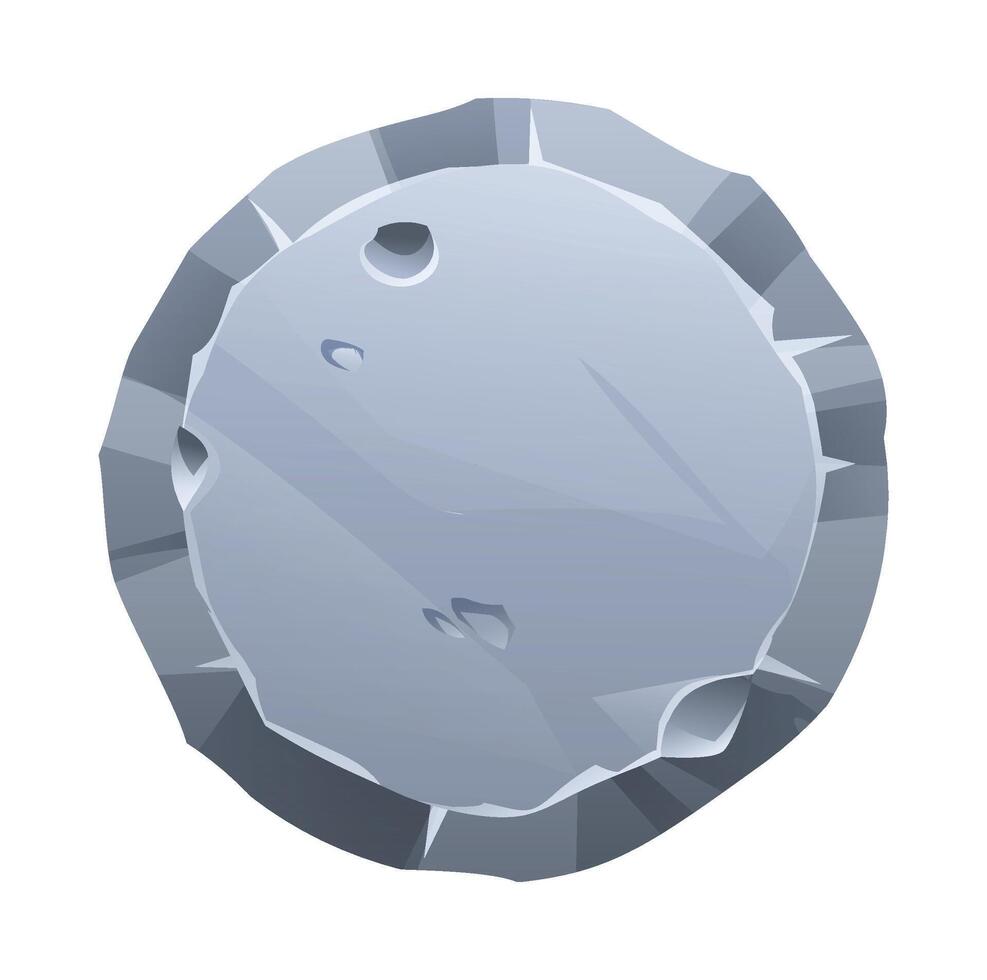 Round stone board with sharp jagged edges and rough surface, giving it a fractured look. Stone banner element for game and web. Ui or gui design element. Cartoon illustration vector