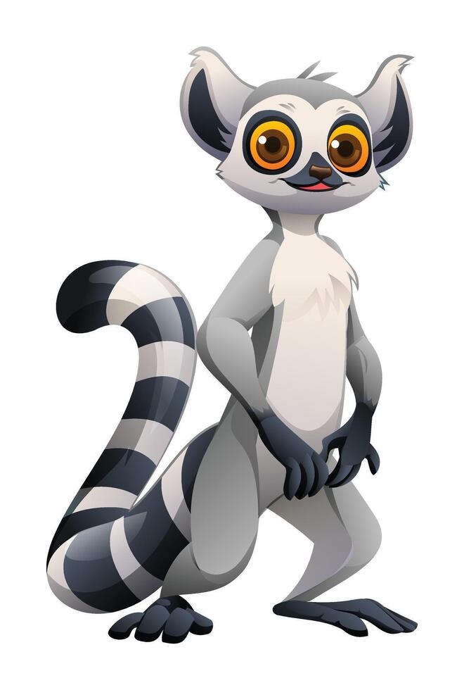 Cute lemur cartoon character illustration vector