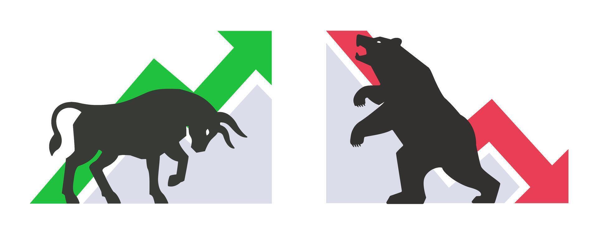 Bull and Bear Market Symbols with Trend Arrows vector
