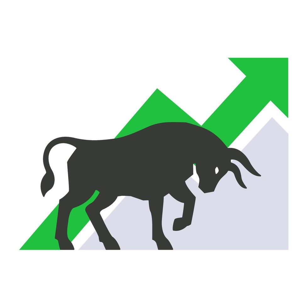 bull on the rise stock chart illustration vector