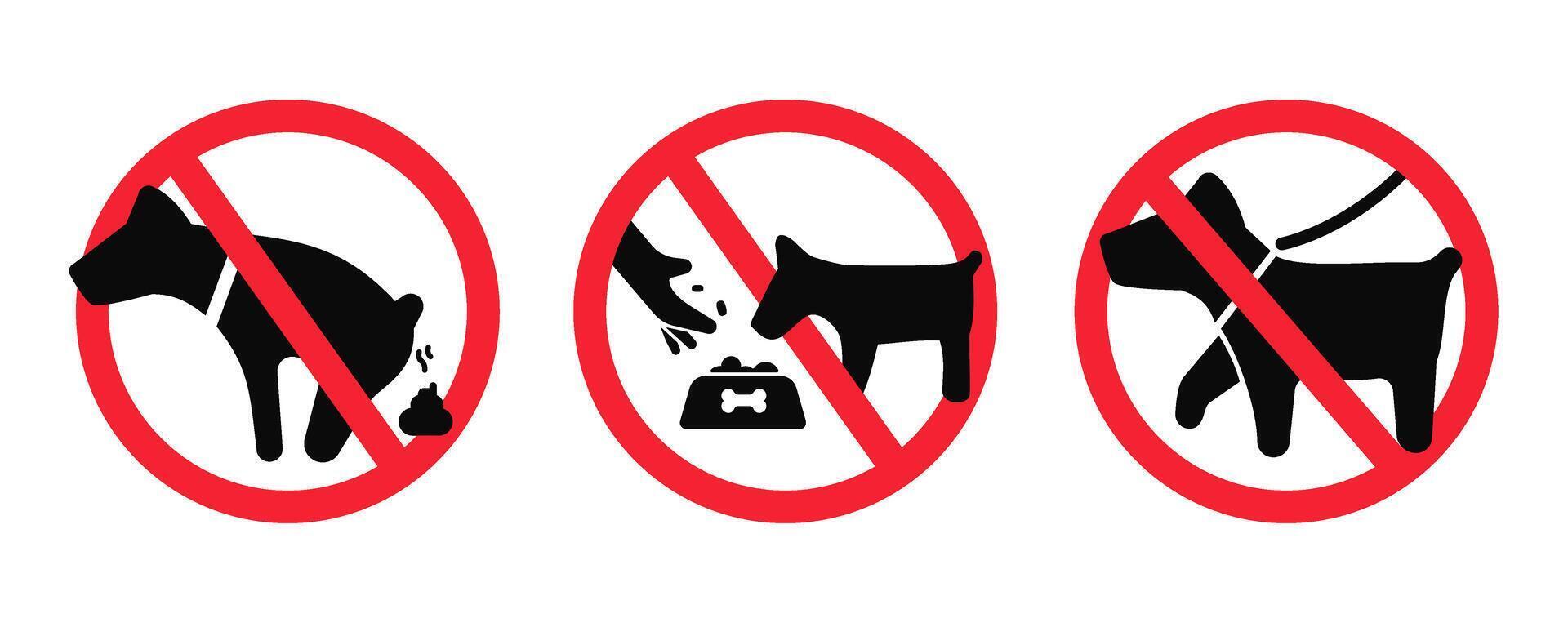 Prohibited dog behavior signs for public spaces vector