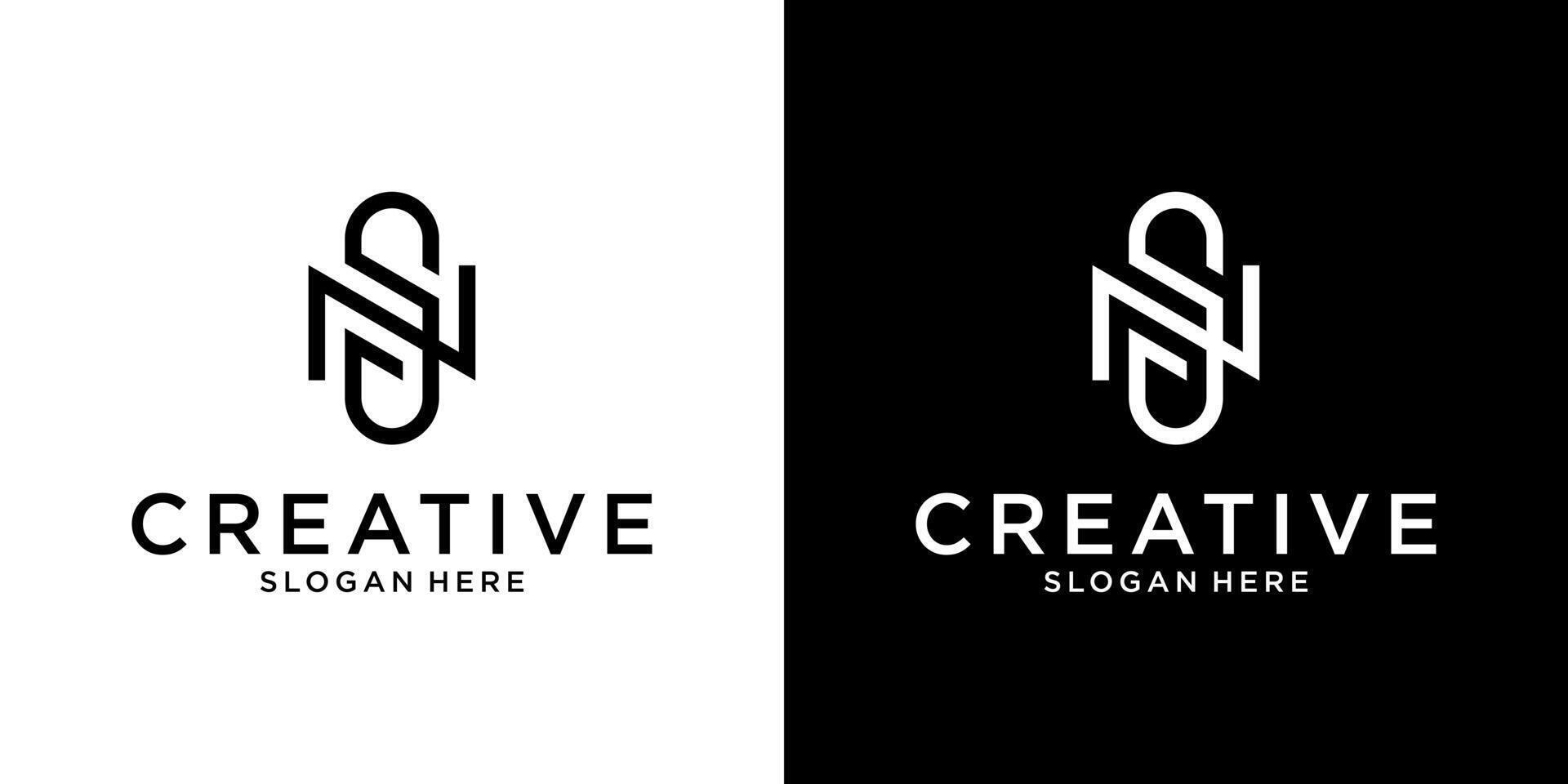 NS or SN initial letter logo design vector