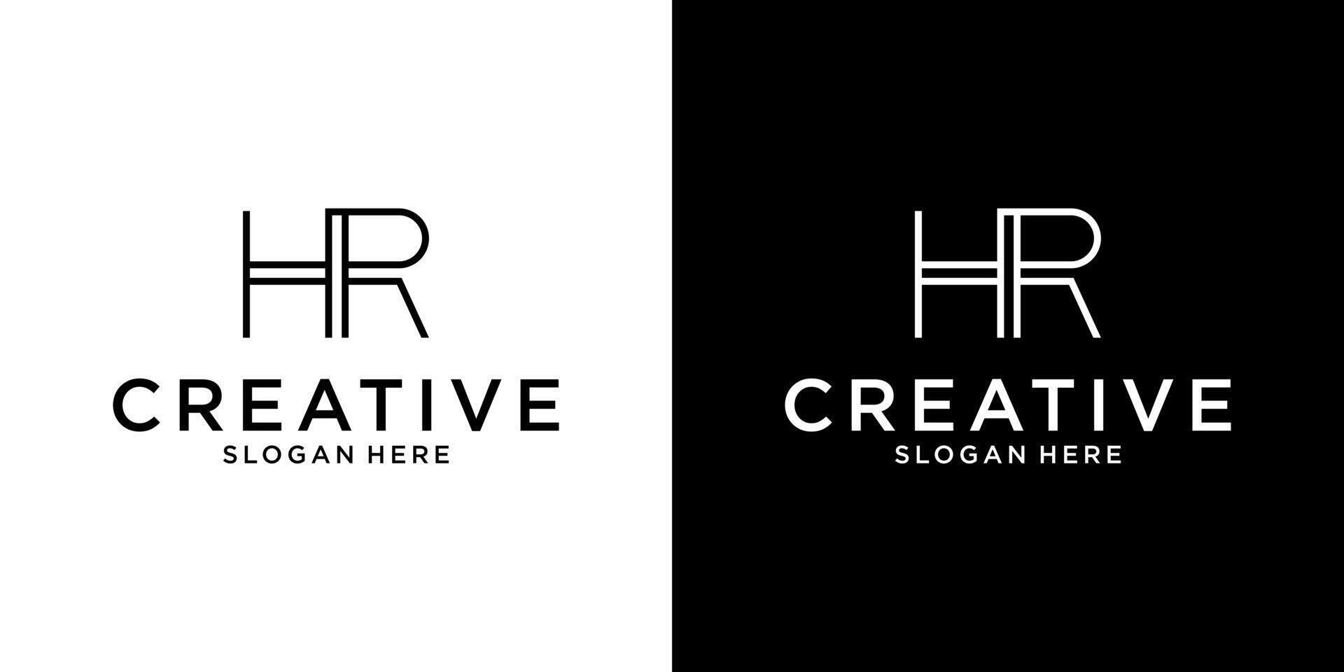 HR or RH initial letter logo design template vector