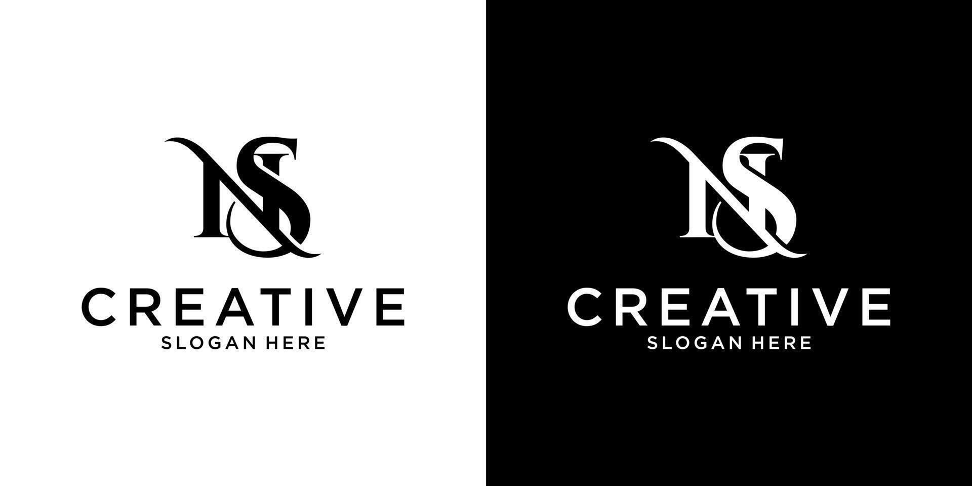 NS or SN initial letter logo design template vector