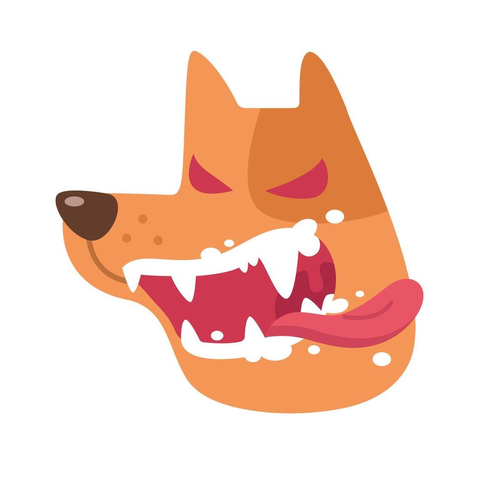 Cartoon of a fierce dog being angry and drooling. Rabies prevention concept. vector