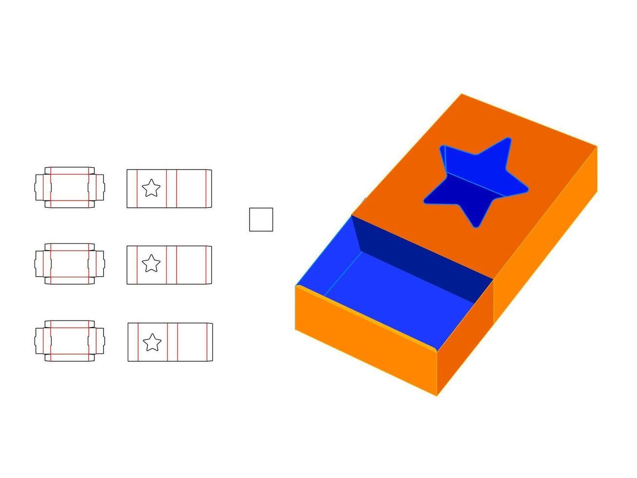 Star Shape window Match box LASER CUT Template vector