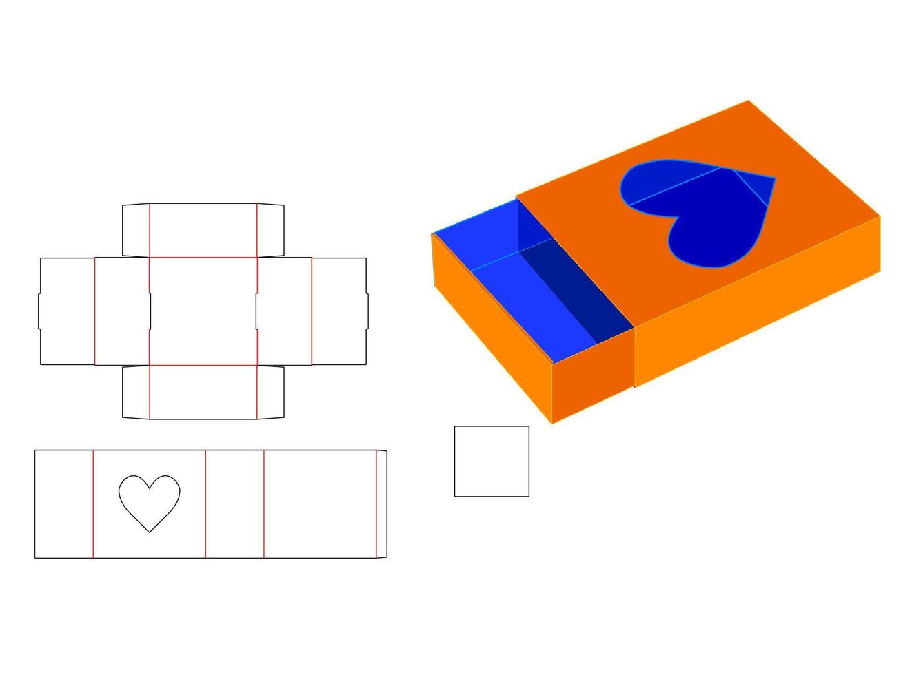 Heart Shape window Sleeves box LASER CUT Template vector