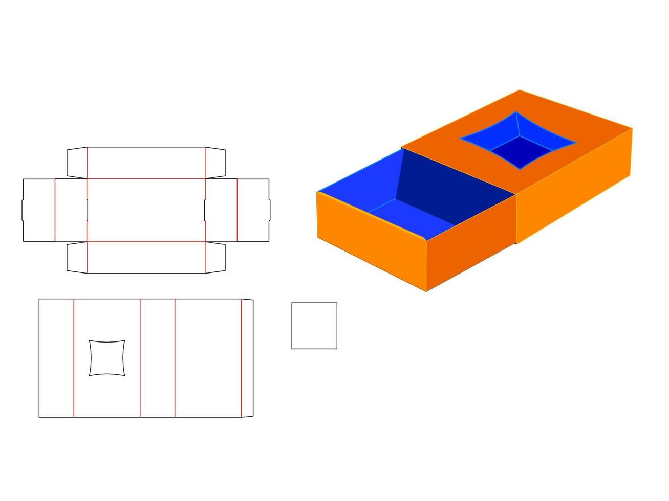 Rhombus Shape window Gift Slide box LASER CUT Template vector