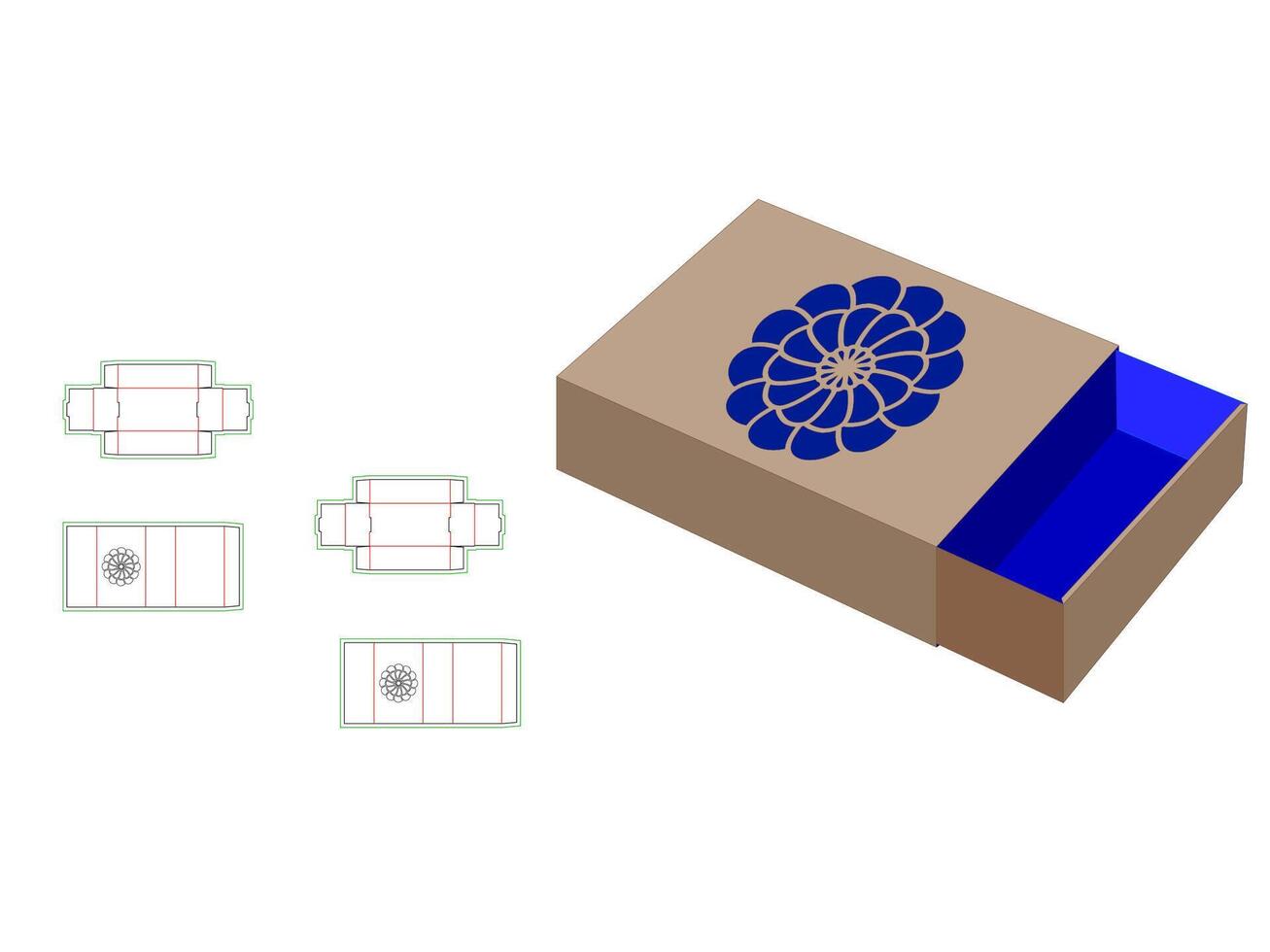 Paper match box Template with mandala Laser Cut vector