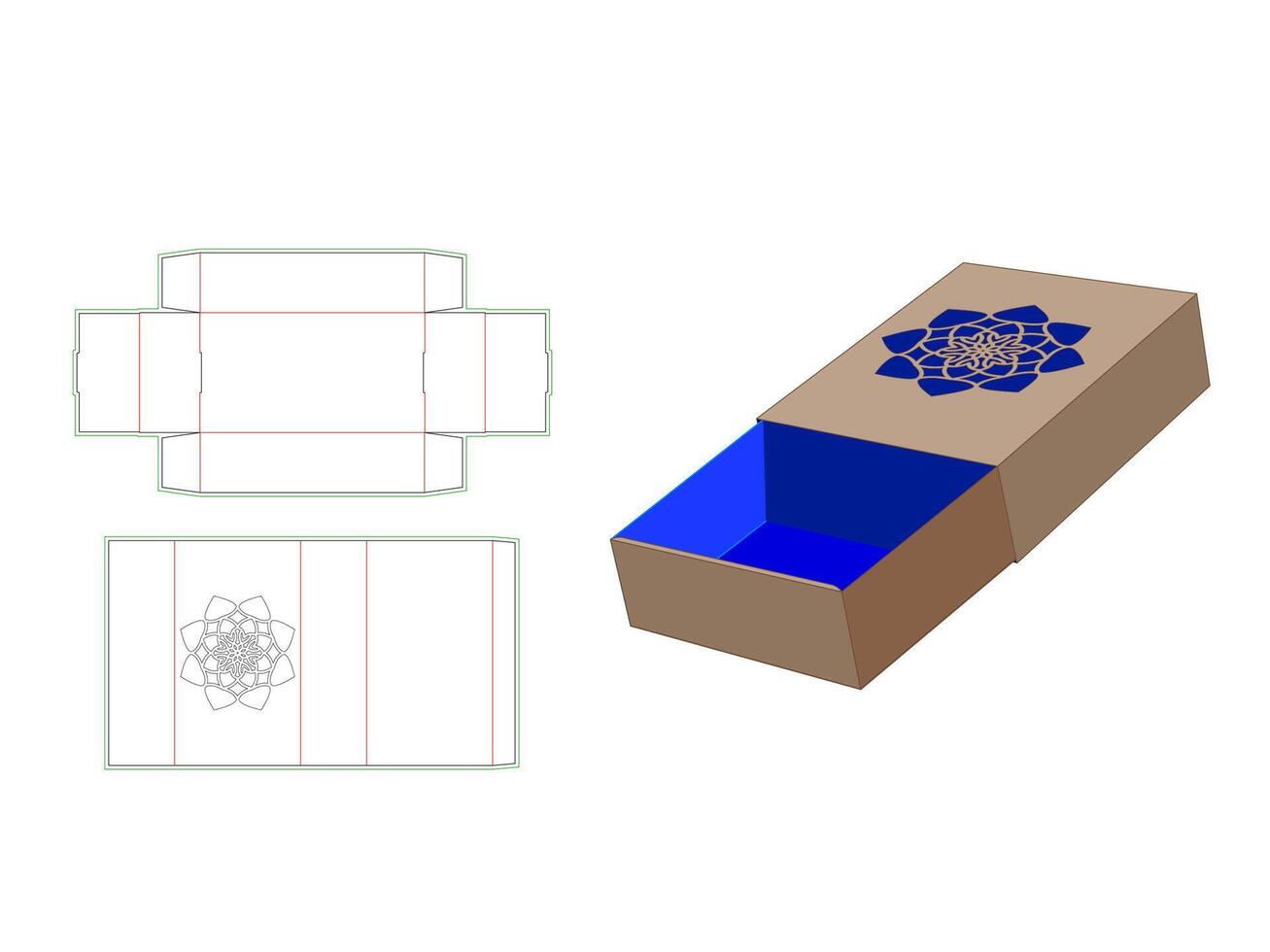 Stenciled patterned box, mandala Laser Cut Dieline Template vector