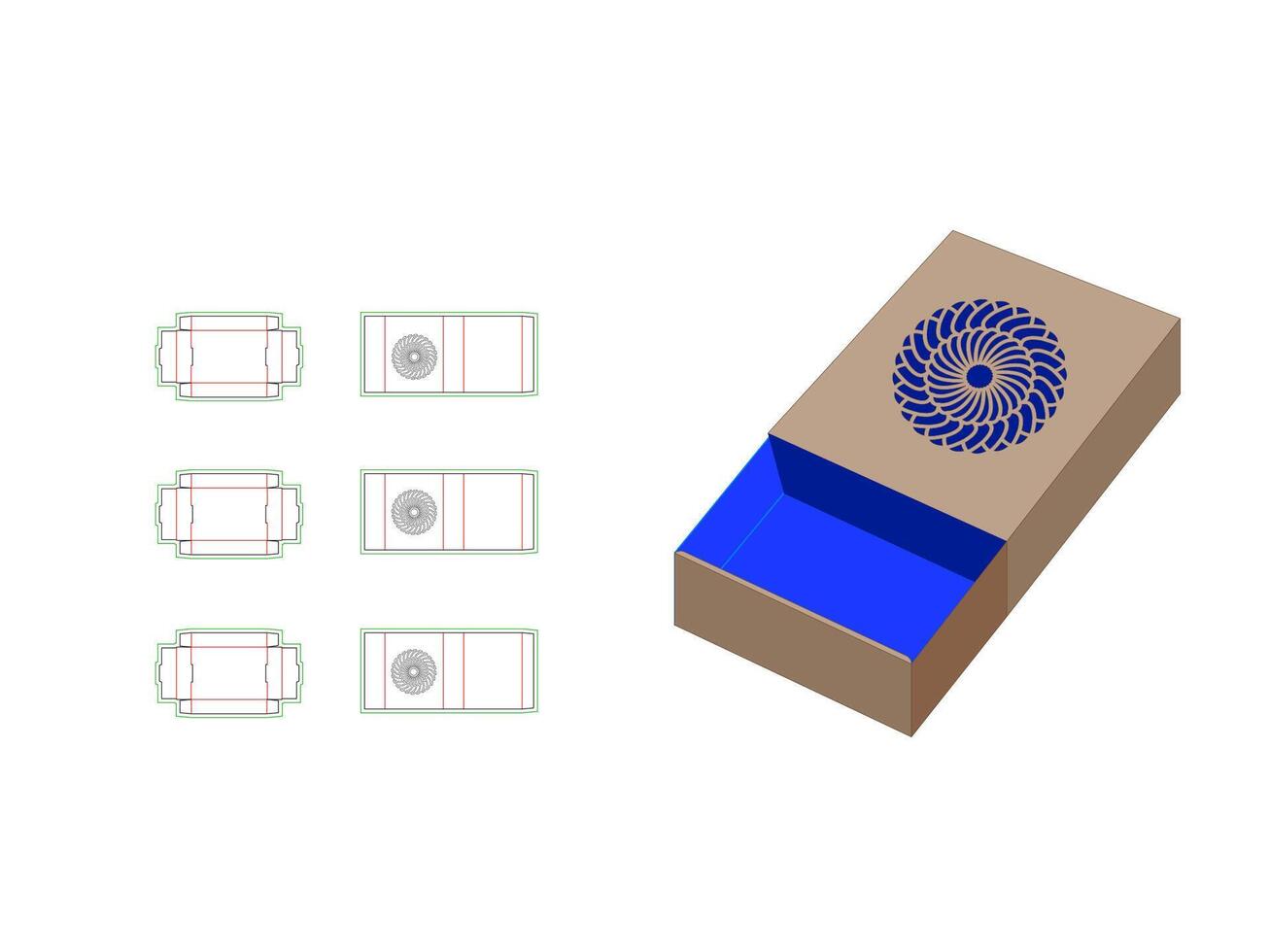 Self Lock, mandala Laser Cut Template in match box vector