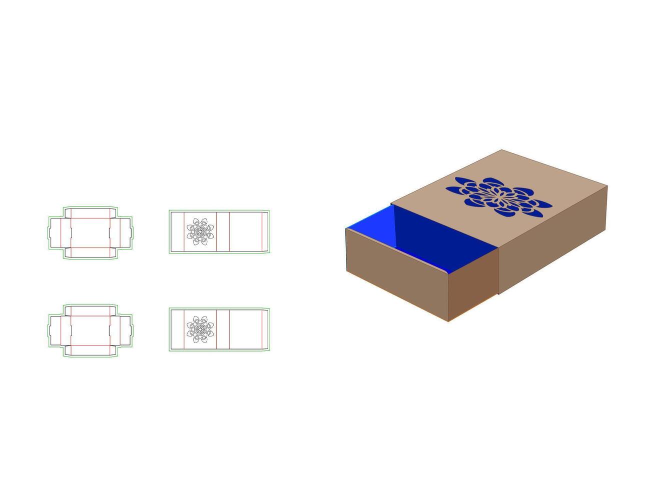 Sleeve Match box Template with floral mandala Laser Cut vector