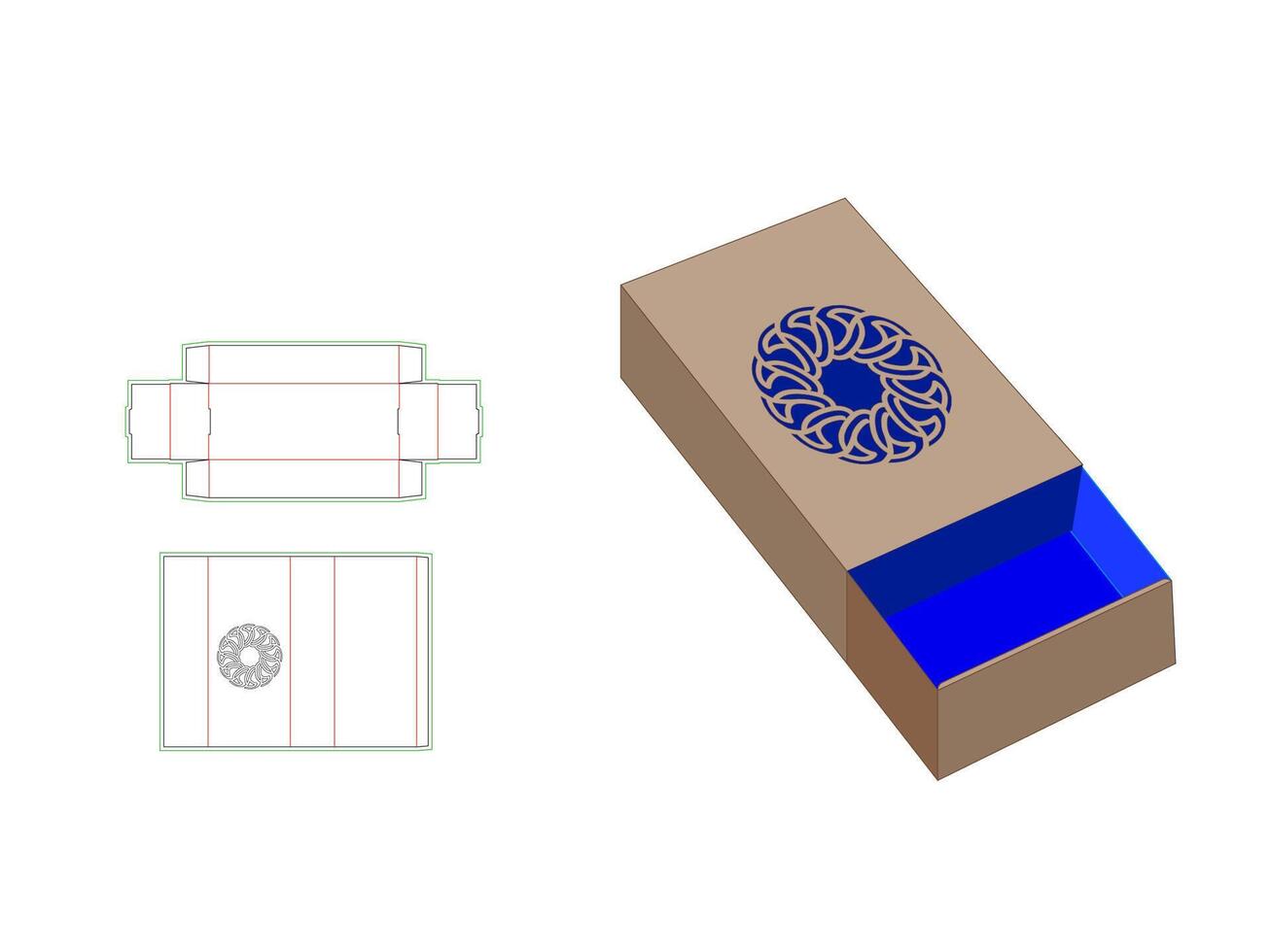 Laser pattern file, mandala Laser Cut Template in Sleeve Drawer box vector
