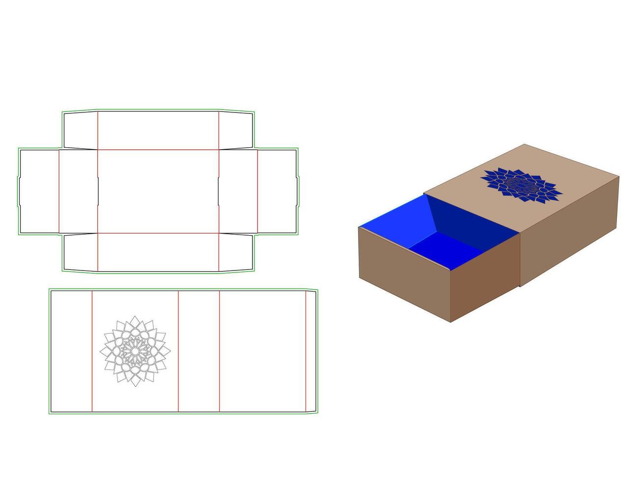 Sliding Match box Mandala patterned Laser Cut Template vector