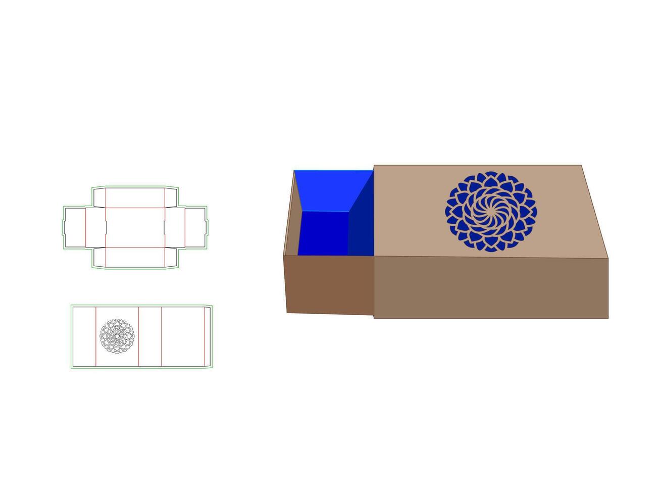 Paper Sleeve Box Mandala Laser Cut Dieline Template vector