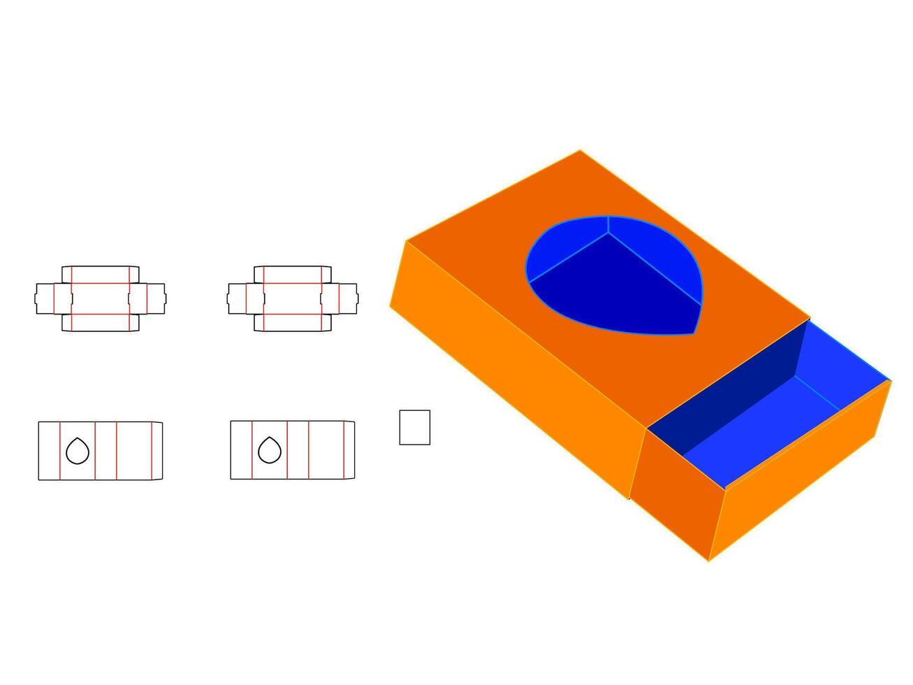 Water Drop Shape window Paper match box LASER CUT Template vector