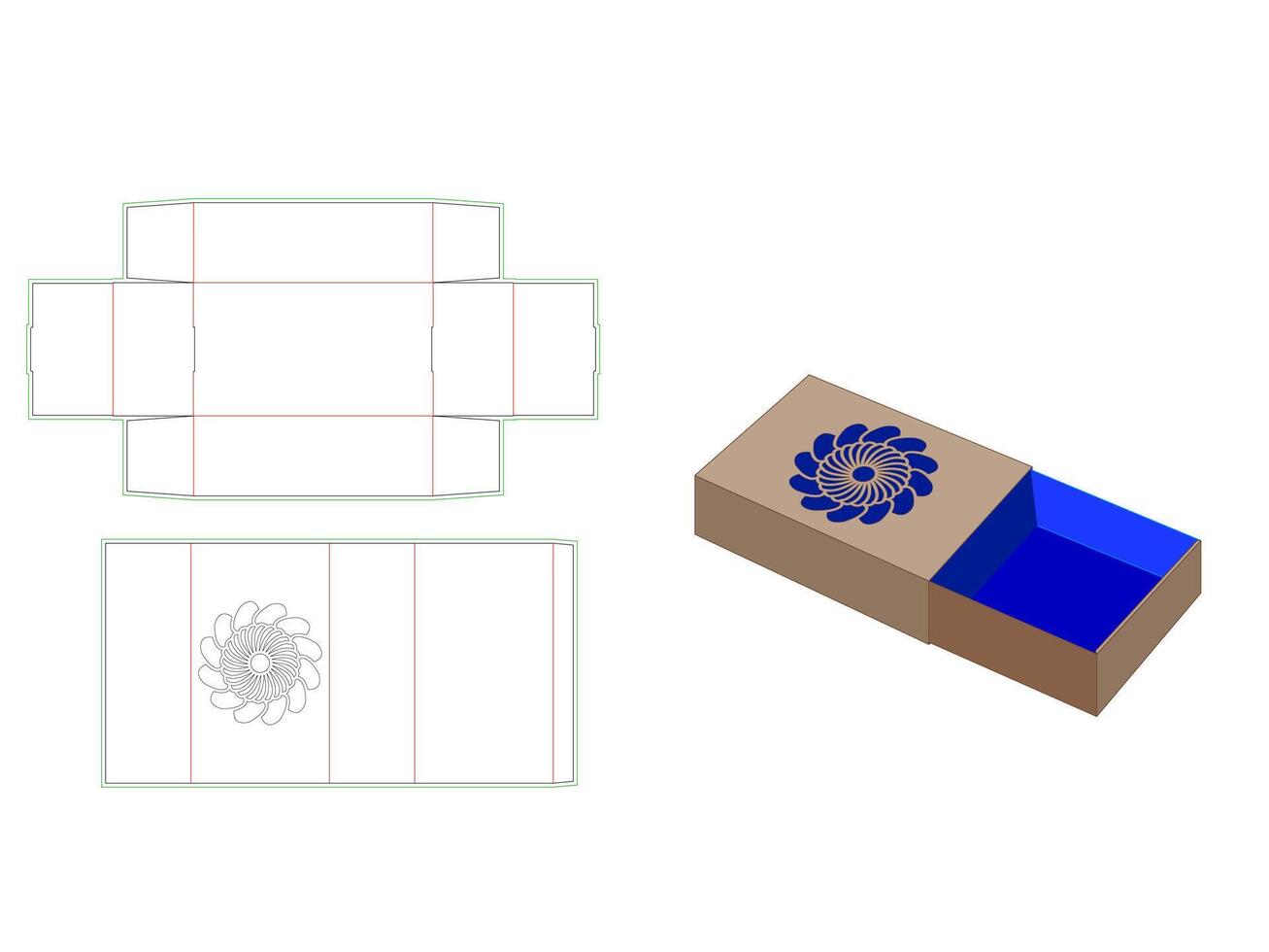 Matchbox, mandala Laser Cut Template in Slide Box vector