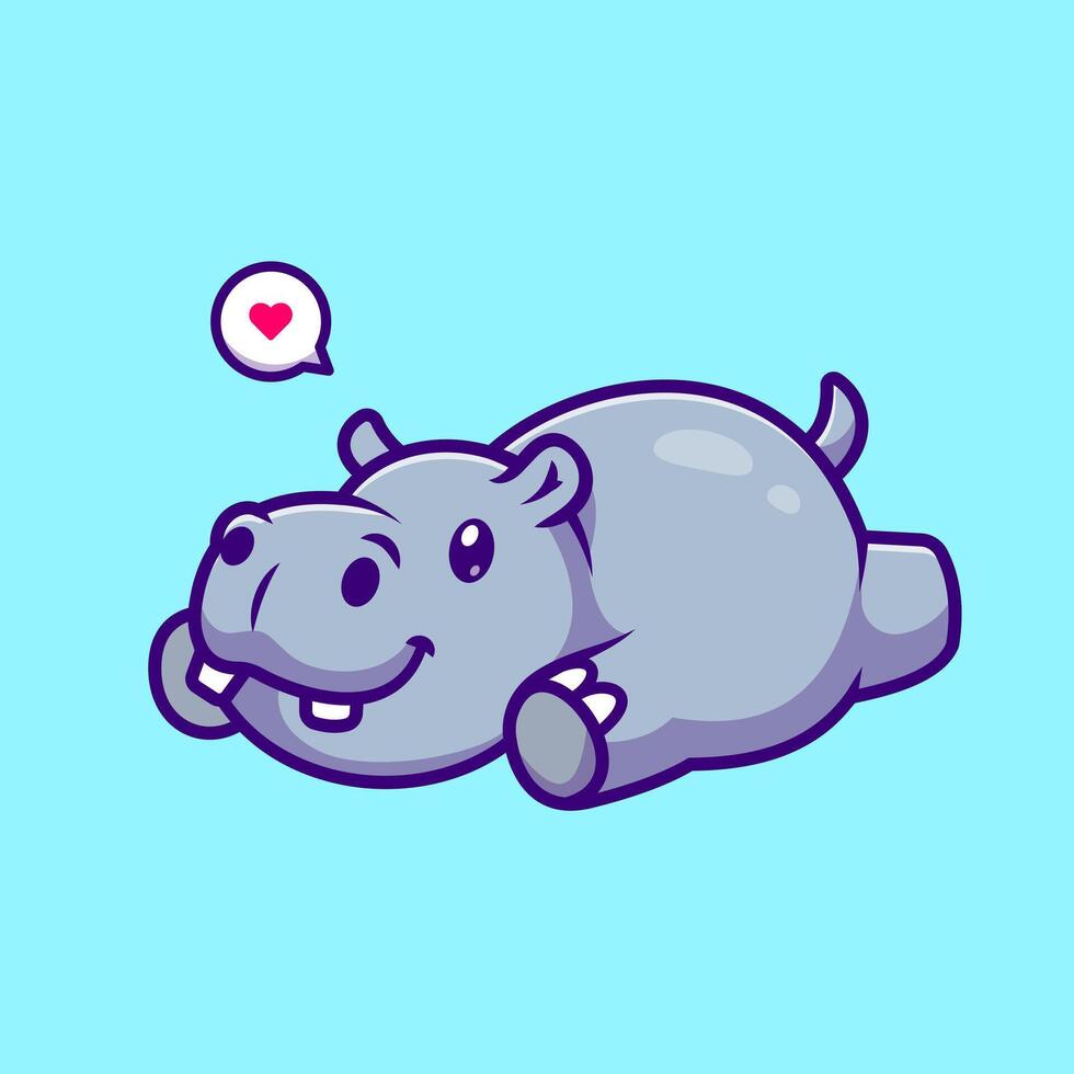 Cute Hippo Laying on Floor Cartoon vector
