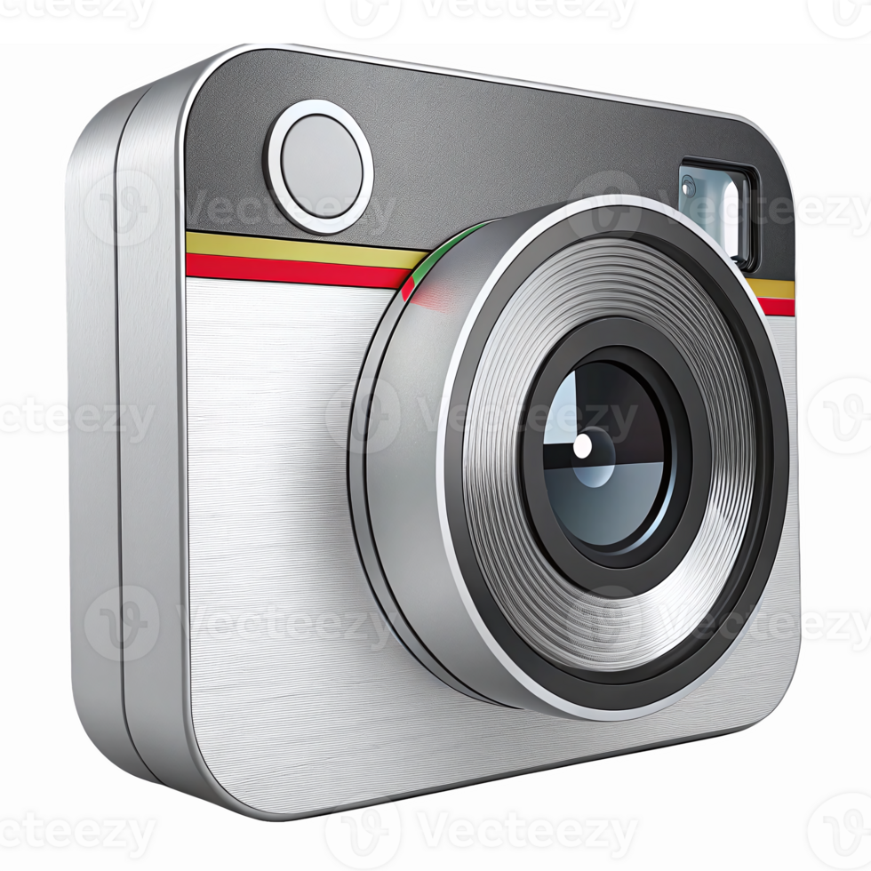 Vintage Camera with Metallic Finish on Transparent Background for Projects png
