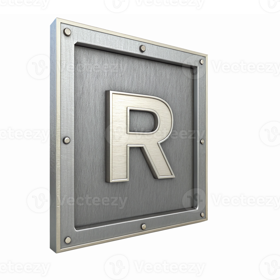 Metallic Letter R with Engraved Design on a Textured Background for Branding and Signage png