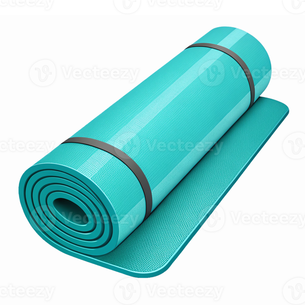 Turquoise Yoga Mat Rolling on Transparent Background for Fitness and Exercise Use png