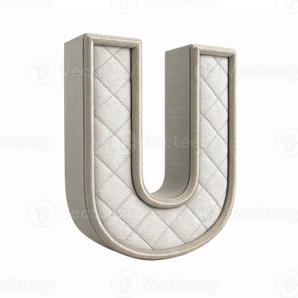 Stylish Soft Quilted Fabric Letter U with Transparent Background for Modern Designs png