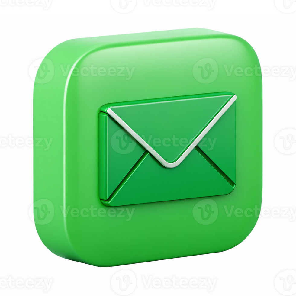 Green Email with Envelope Design on Transparent Background for Digital Communication Use png